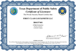 locksmith certificate Houston
